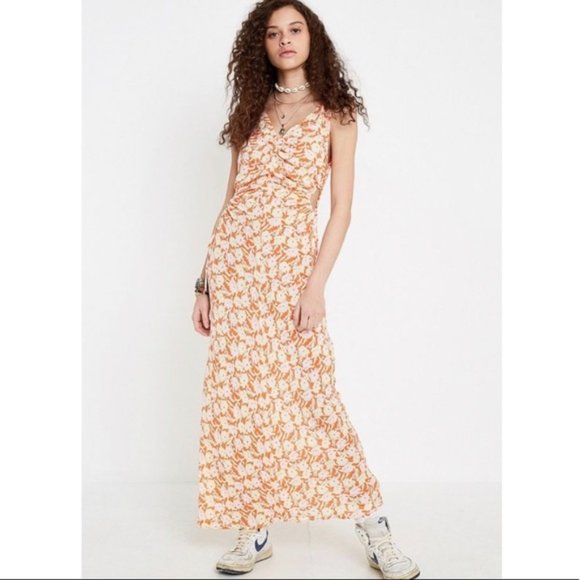 UO Gala Cinched Side Cutout Maxi Dress Floral NWT